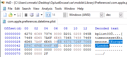 Binary plist example, HxD