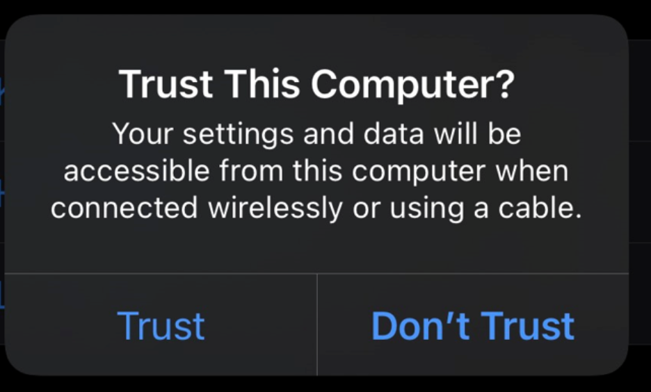 iPhone Trust Popup